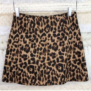 REFORMATION Skirt Mini Leopard Jamie Brown Black A line Size 4